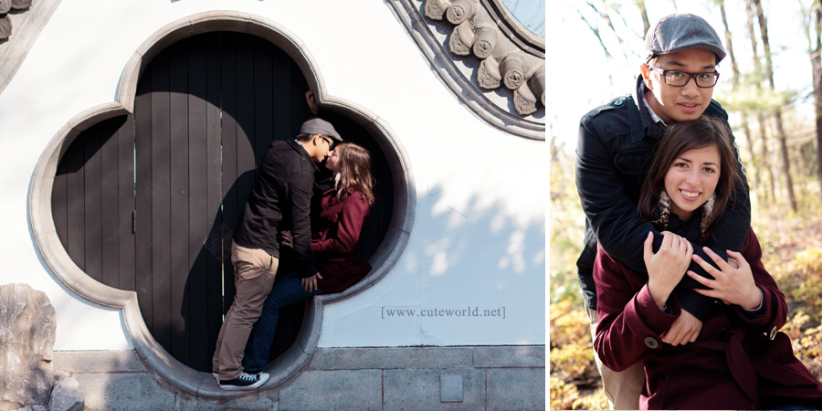 Photographie de couple s'embrassant au jardin