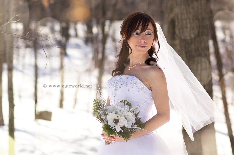 photographe mariage à montréal portrait mariée en hiver